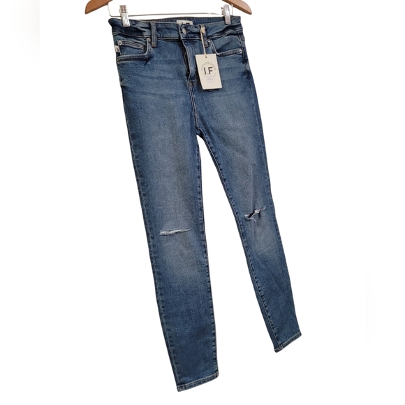 Lovers & Friends Ricky Low Rise Skinny Distressed Jeans Size 27 Ankle Length - Picture 4 of 8